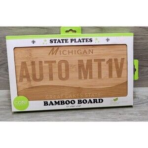Michigan AUTO MT1V License Plate Bamboo Cutting Board Decor Great Lakes State